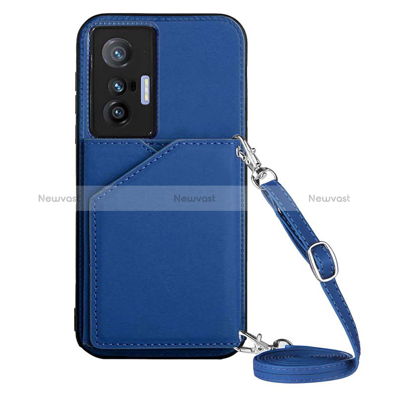 Soft Luxury Leather Snap On Case Cover Y01B for Vivo X70 5G Blue