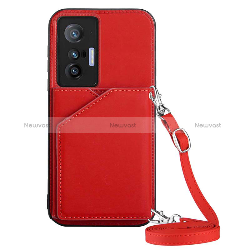 Soft Luxury Leather Snap On Case Cover Y01B for Vivo X70 5G Red