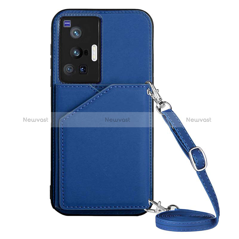 Soft Luxury Leather Snap On Case Cover Y01B for Vivo X70 Pro 5G Blue