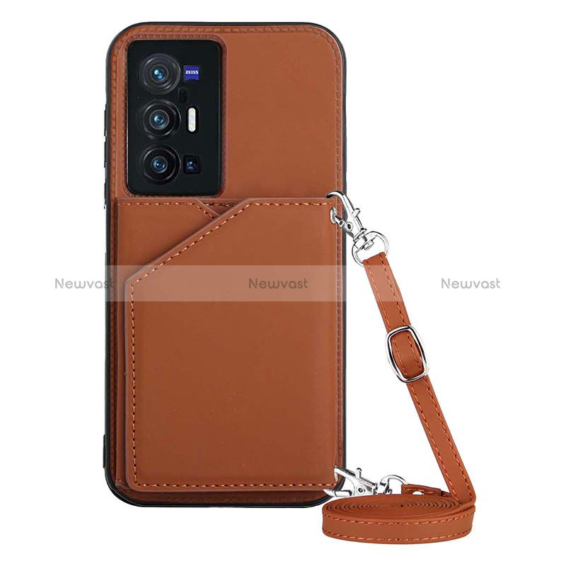 Soft Luxury Leather Snap On Case Cover Y01B for Vivo X70 Pro+ Plus 5G Brown