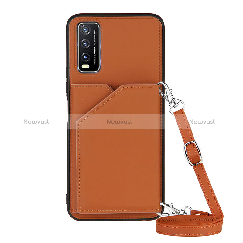 Soft Luxury Leather Snap On Case Cover Y01B for Vivo Y20 Brown