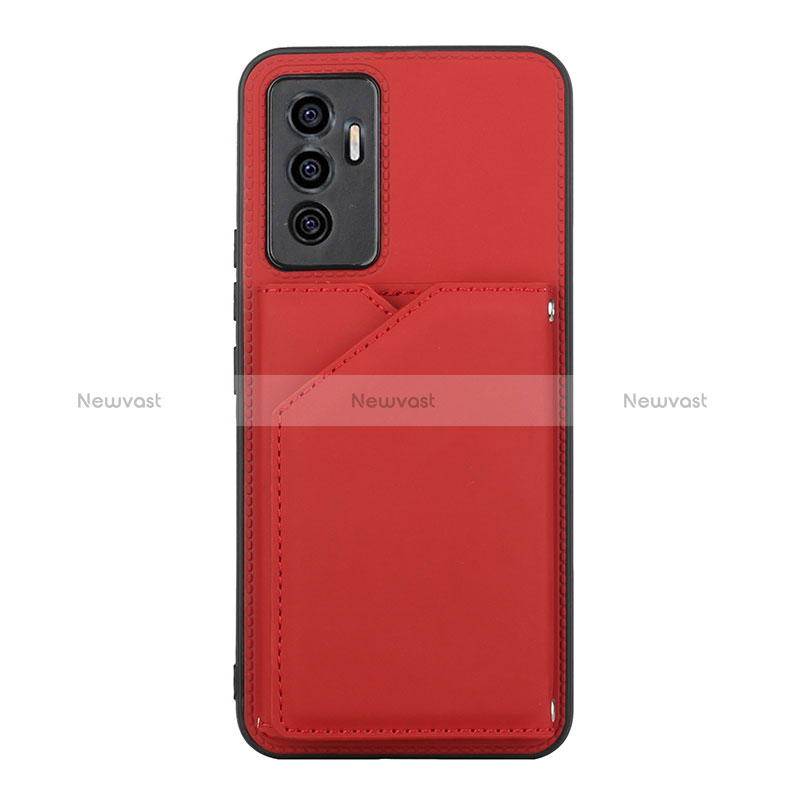 Soft Luxury Leather Snap On Case Cover Y01B for Vivo Y75 4G Red