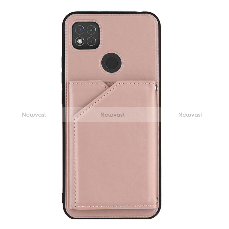 Soft Luxury Leather Snap On Case Cover Y01B for Xiaomi POCO C3 Rose Gold