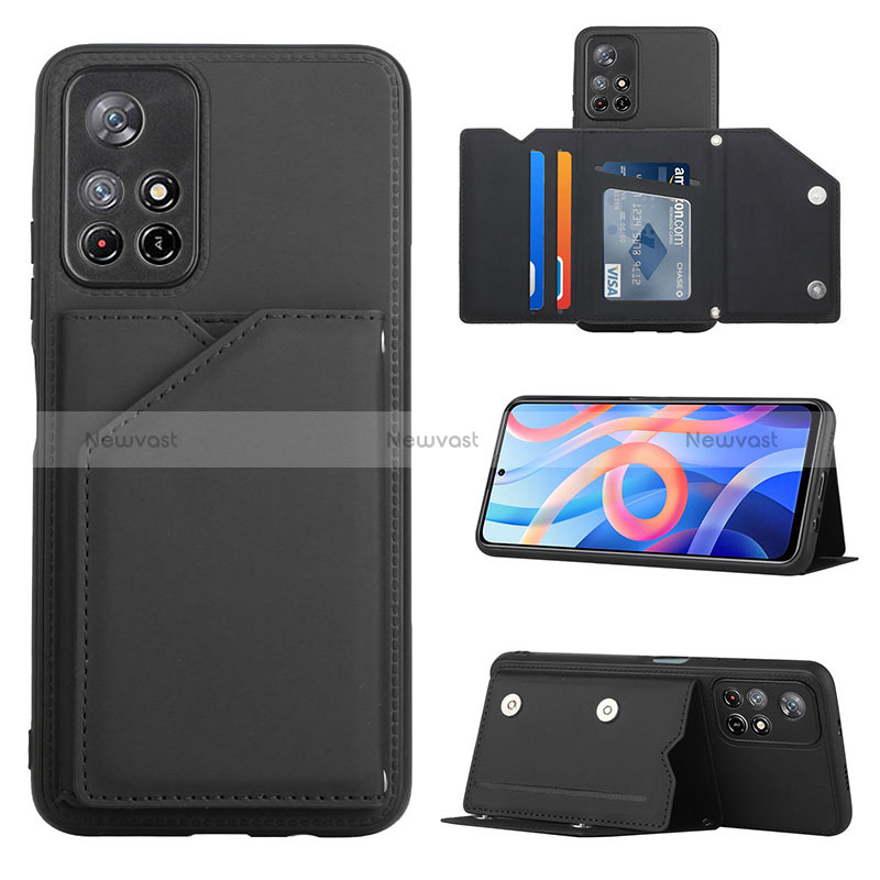 Soft Luxury Leather Snap On Case Cover Y01B for Xiaomi Poco M4 Pro 5G Black