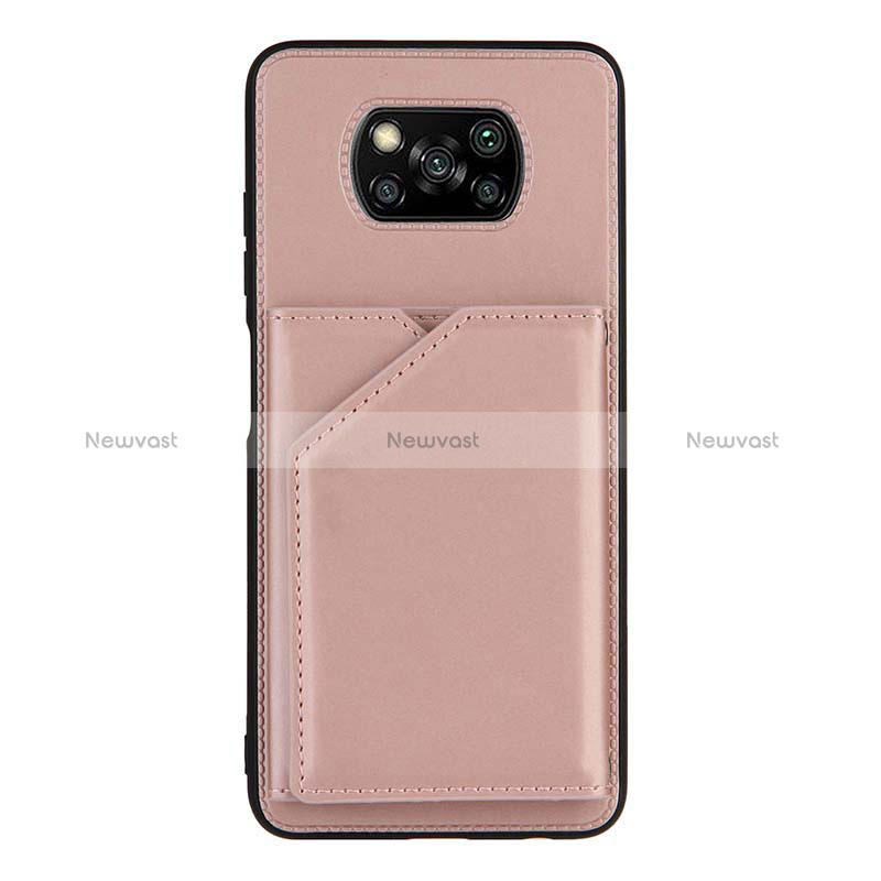 Soft Luxury Leather Snap On Case Cover Y01B for Xiaomi Poco X3 NFC Rose Gold