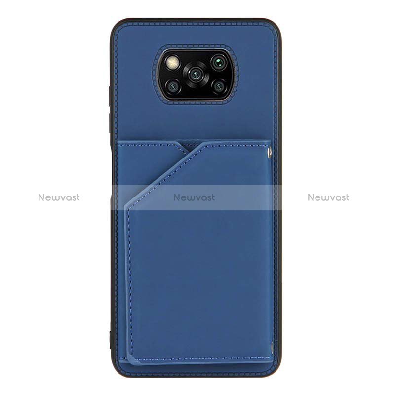 Soft Luxury Leather Snap On Case Cover Y01B for Xiaomi Poco X3 Pro Blue