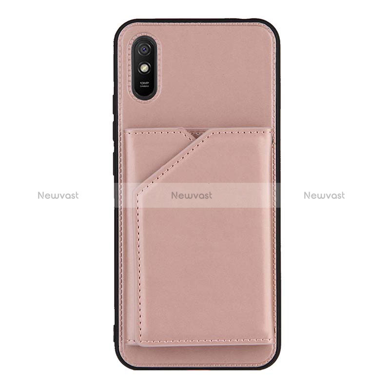 Soft Luxury Leather Snap On Case Cover Y01B for Xiaomi Redmi 9A Rose Gold