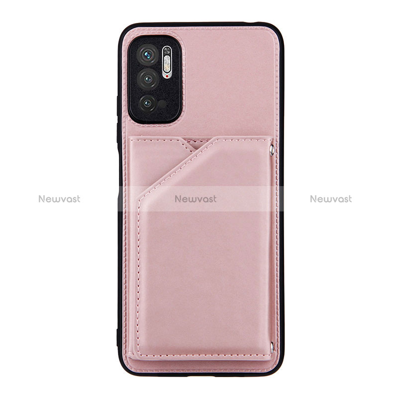 Soft Luxury Leather Snap On Case Cover Y01B for Xiaomi Redmi Note 10 5G Rose Gold