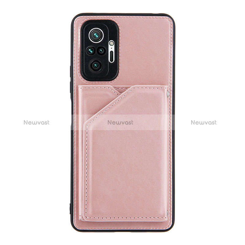 Soft Luxury Leather Snap On Case Cover Y01B for Xiaomi Redmi Note 10 Pro 4G Rose Gold