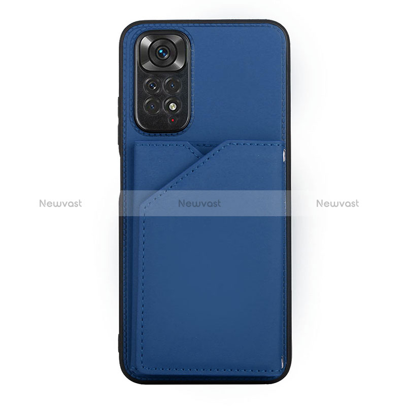 Soft Luxury Leather Snap On Case Cover Y01B for Xiaomi Redmi Note 11 4G (2022) Blue