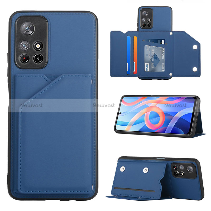 Soft Luxury Leather Snap On Case Cover Y01B for Xiaomi Redmi Note 11 5G Blue
