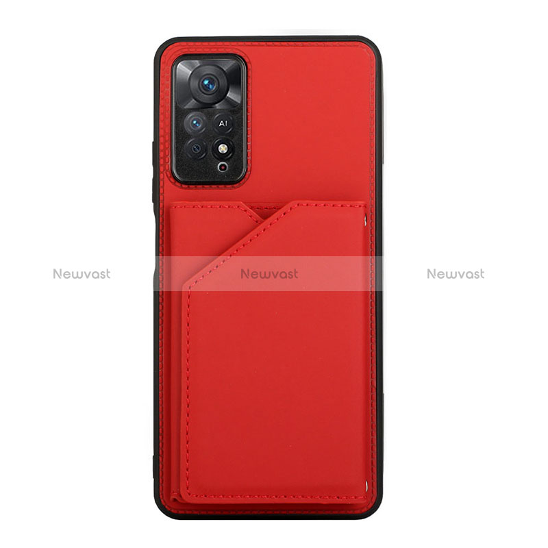 Soft Luxury Leather Snap On Case Cover Y01B for Xiaomi Redmi Note 11 Pro 4G Red