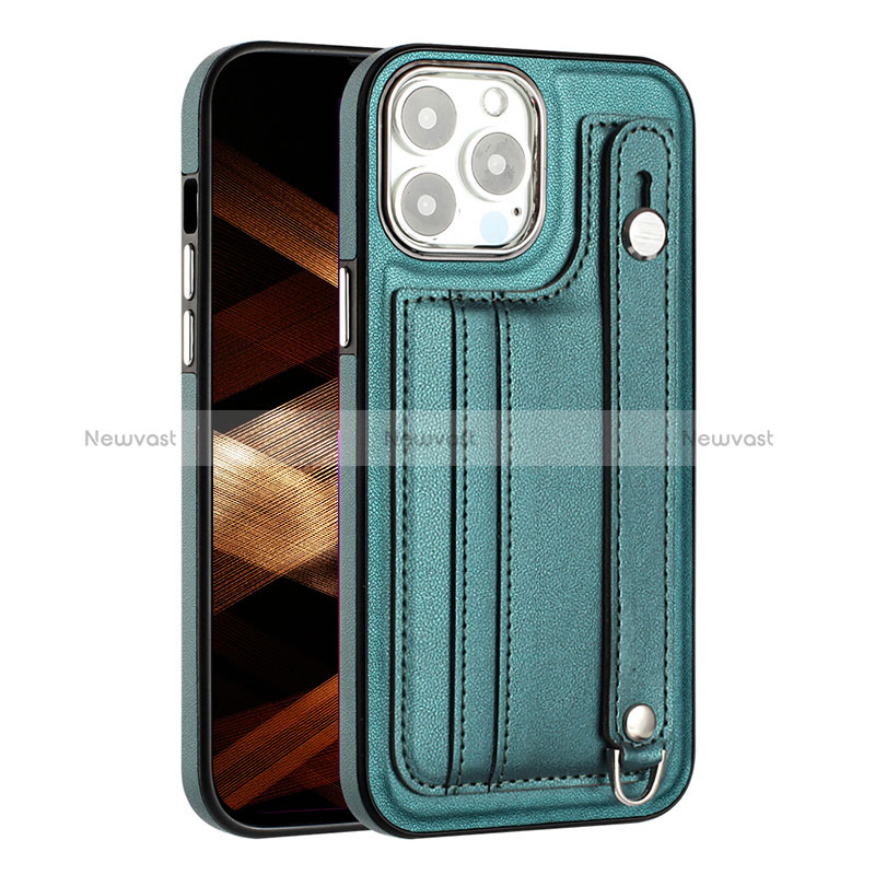Soft Luxury Leather Snap On Case Cover Y02B for Apple iPhone 15 Pro Max Green