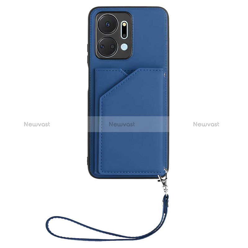 Soft Luxury Leather Snap On Case Cover Y02B for Huawei Honor X7a Blue