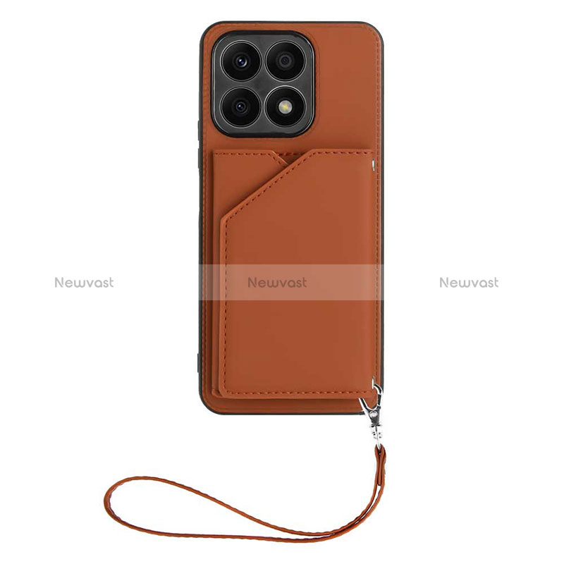 Soft Luxury Leather Snap On Case Cover Y02B for Huawei Honor X8a 4G Brown