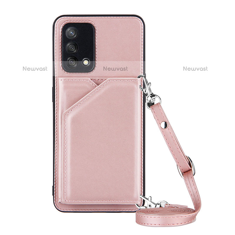 Soft Luxury Leather Snap On Case Cover Y02B for Oppo A74 4G Rose Gold