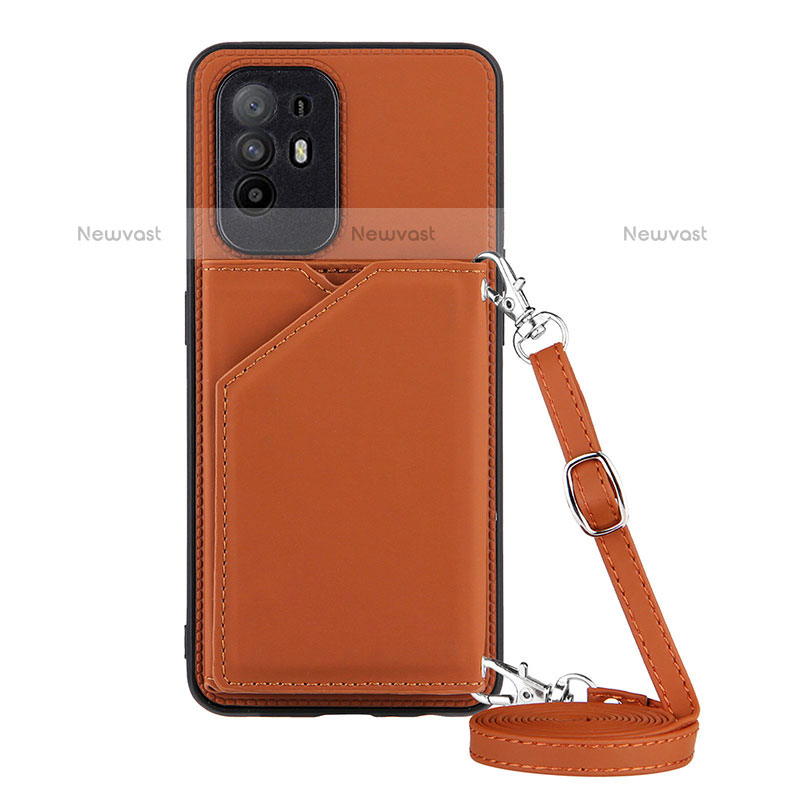Soft Luxury Leather Snap On Case Cover Y02B for Oppo F19 Pro+ Plus 5G Brown