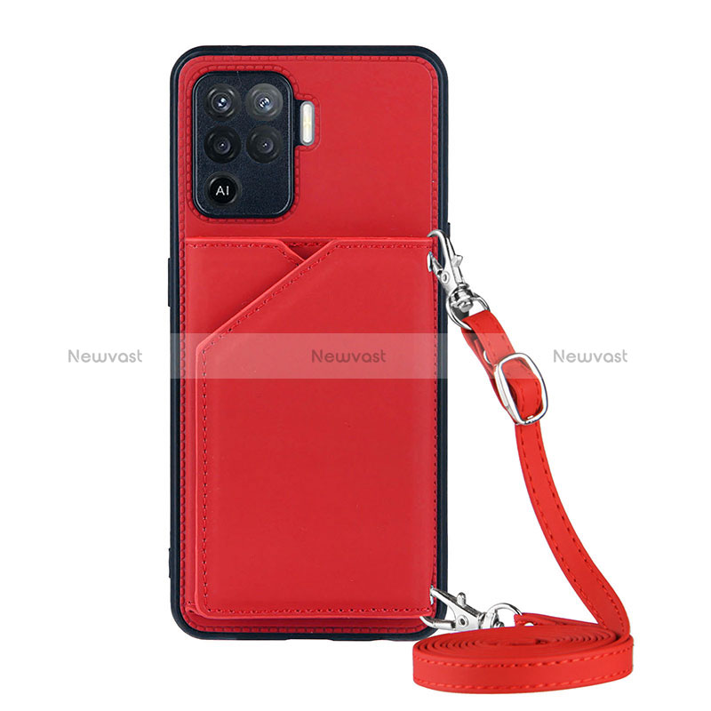 Soft Luxury Leather Snap On Case Cover Y02B for Oppo Reno5 F Red
