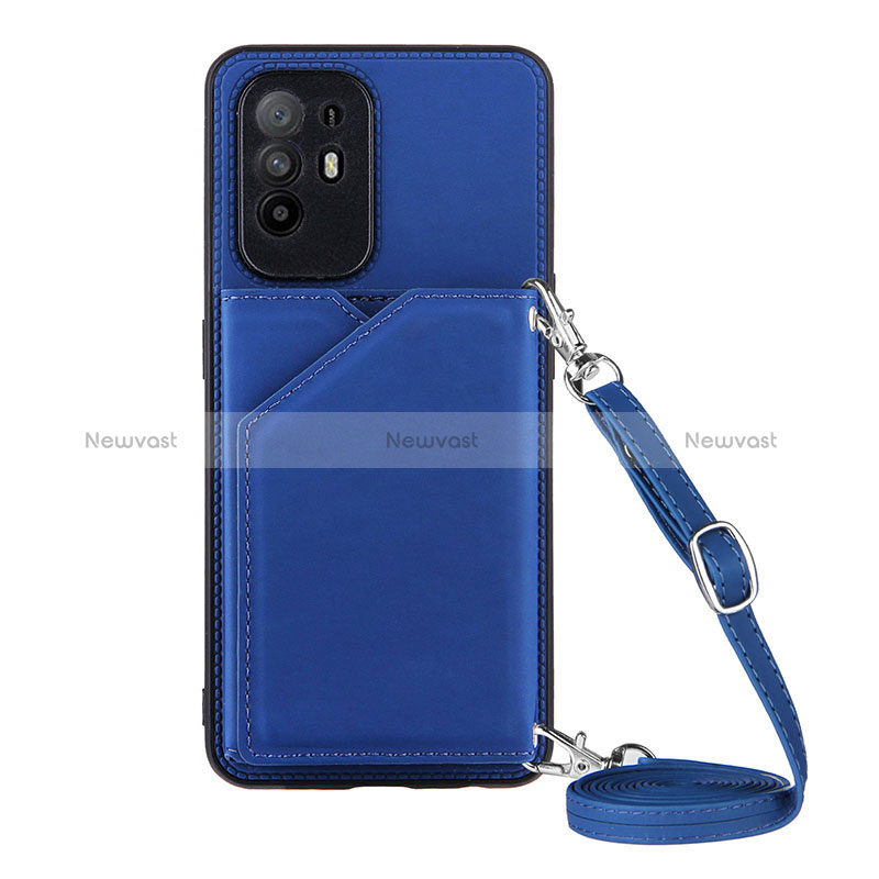 Soft Luxury Leather Snap On Case Cover Y02B for Oppo Reno5 Z 5G Blue