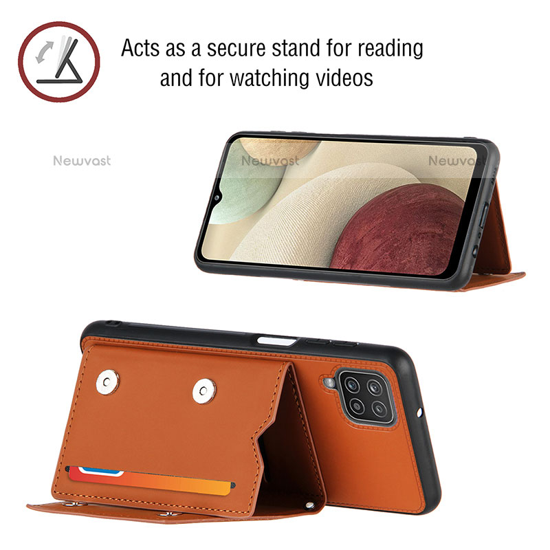 Soft Luxury Leather Snap On Case Cover Y02B for Samsung Galaxy A12