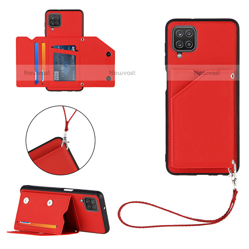 Soft Luxury Leather Snap On Case Cover Y02B for Samsung Galaxy A12 Red