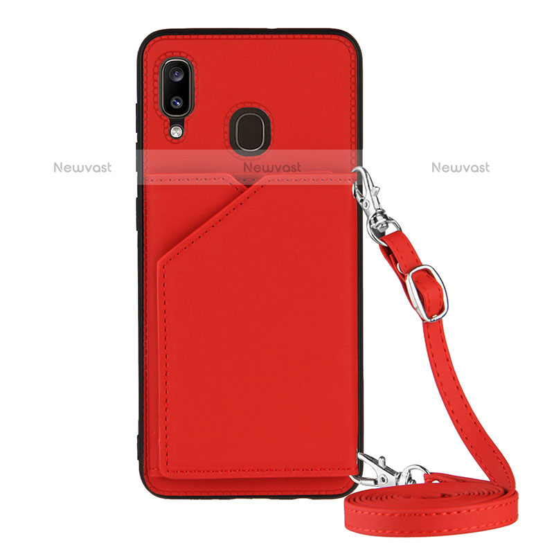 Soft Luxury Leather Snap On Case Cover Y02B for Samsung Galaxy A20 Red