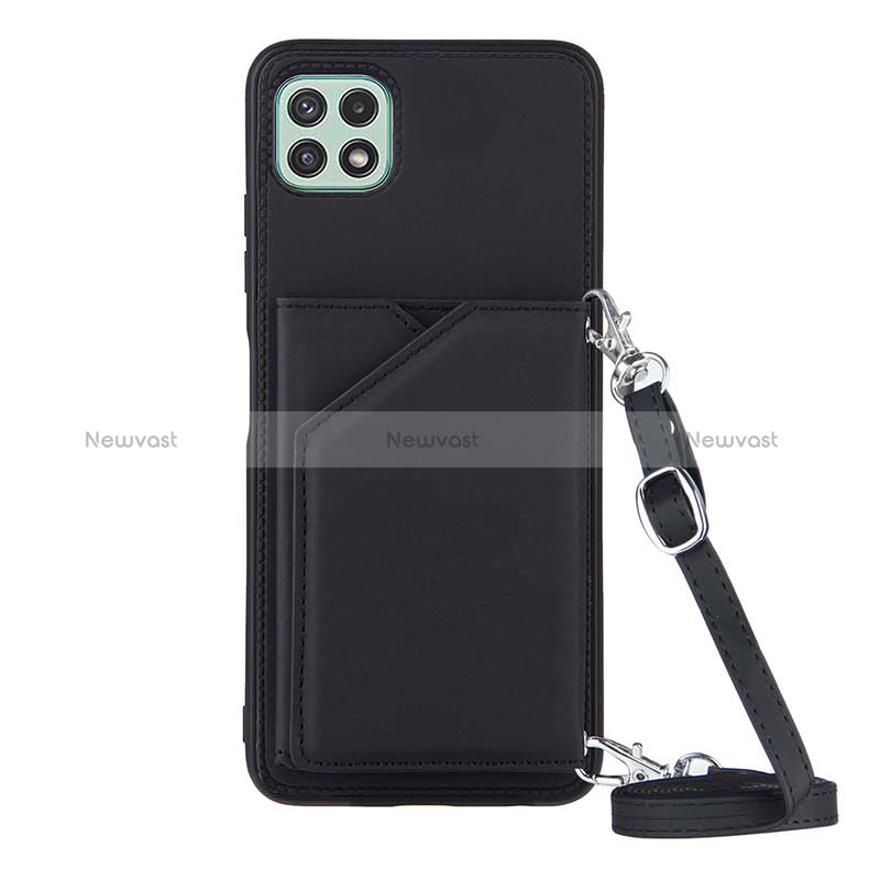 Soft Luxury Leather Snap On Case Cover Y02B for Samsung Galaxy A22 5G Black