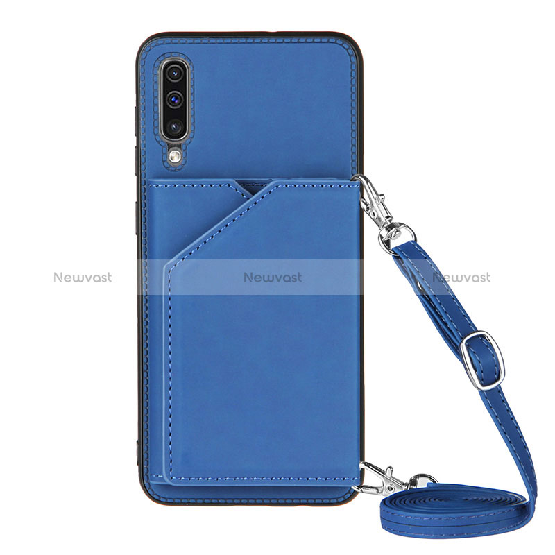 Soft Luxury Leather Snap On Case Cover Y02B for Samsung Galaxy A30S Blue