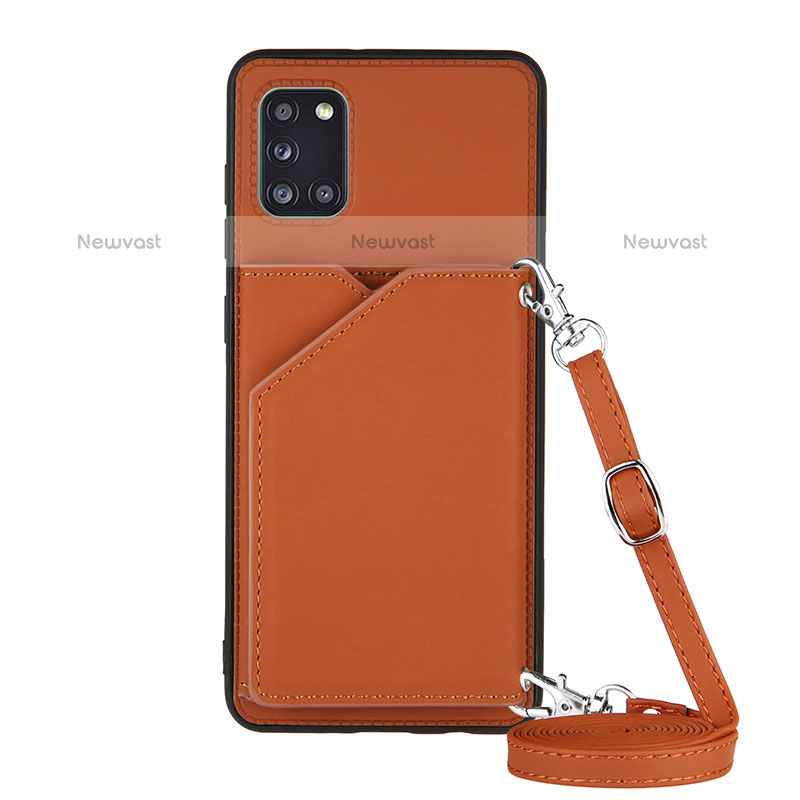 Soft Luxury Leather Snap On Case Cover Y02B for Samsung Galaxy A31 Brown