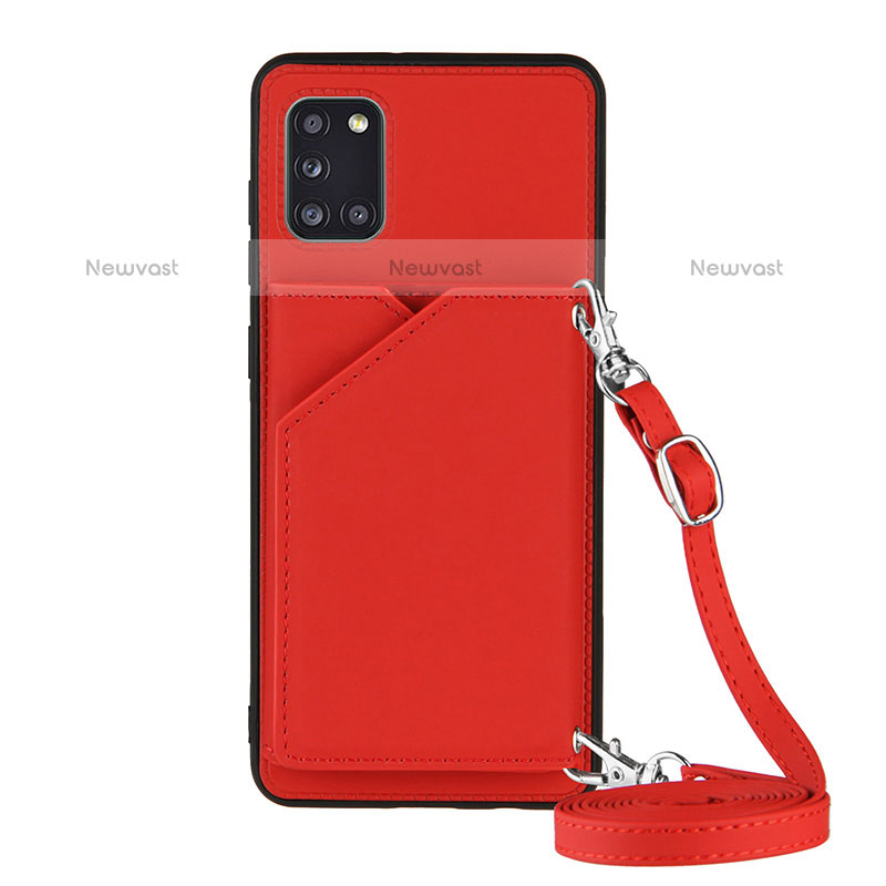 Soft Luxury Leather Snap On Case Cover Y02B for Samsung Galaxy A31 Red