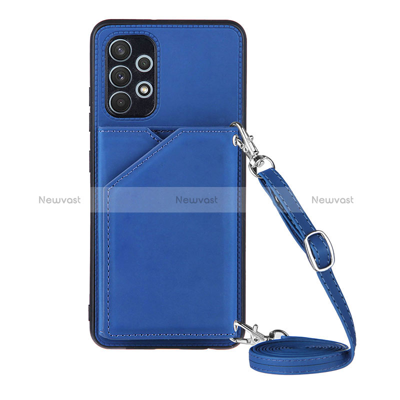 Soft Luxury Leather Snap On Case Cover Y02B for Samsung Galaxy A32 4G Blue