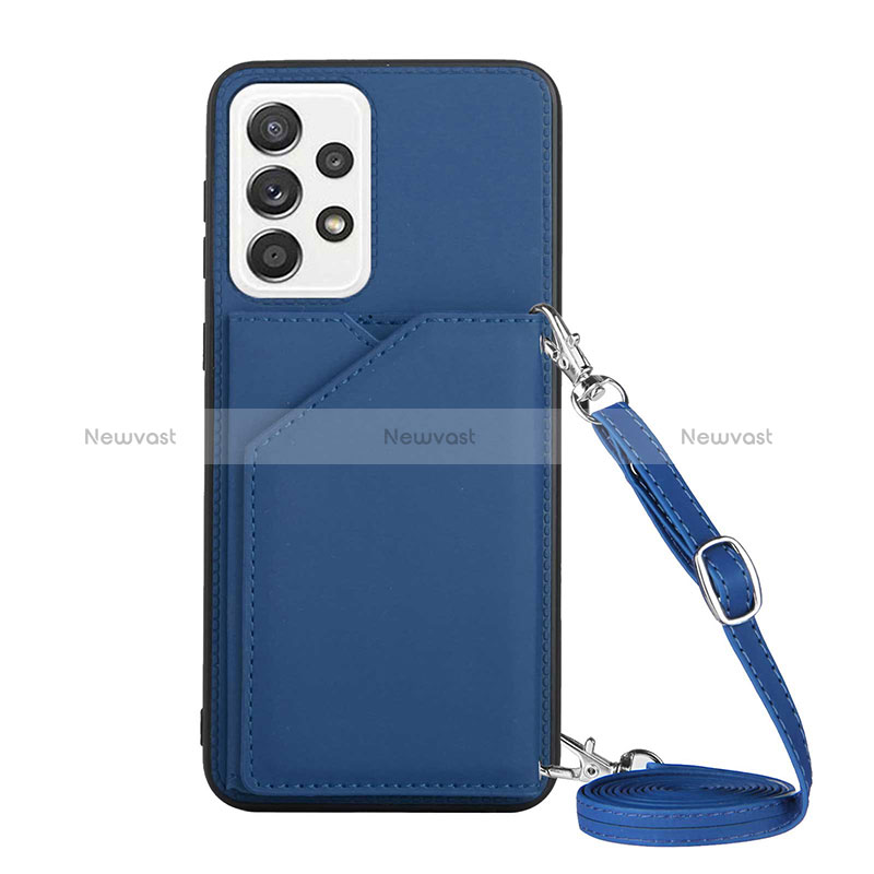 Soft Luxury Leather Snap On Case Cover Y02B for Samsung Galaxy A33 5G Blue