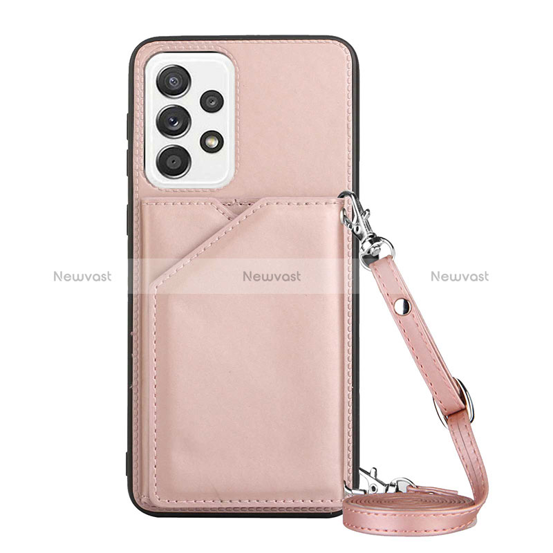 Soft Luxury Leather Snap On Case Cover Y02B for Samsung Galaxy A33 5G Rose Gold