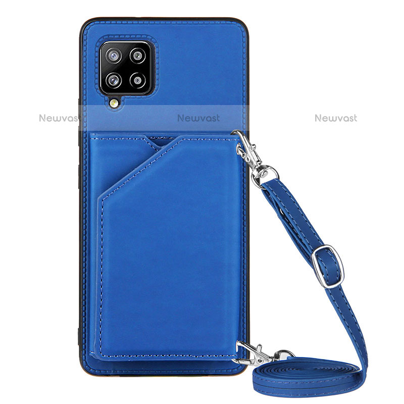 Soft Luxury Leather Snap On Case Cover Y02B for Samsung Galaxy A42 5G Blue