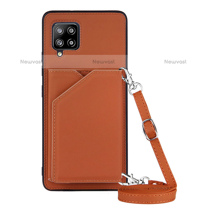 Soft Luxury Leather Snap On Case Cover Y02B for Samsung Galaxy A42 5G Brown