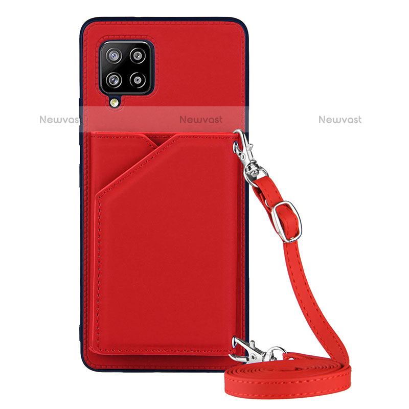 Soft Luxury Leather Snap On Case Cover Y02B for Samsung Galaxy A42 5G Red