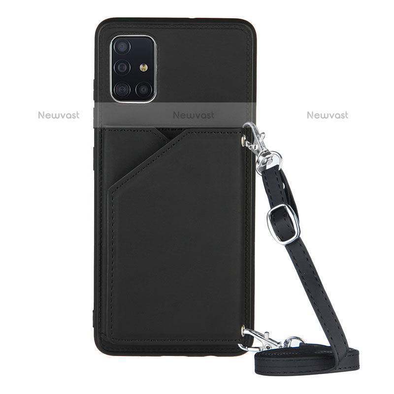 Soft Luxury Leather Snap On Case Cover Y02B for Samsung Galaxy A51 4G Black