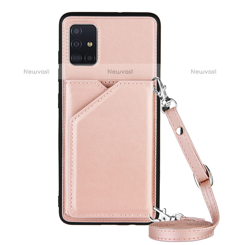 Soft Luxury Leather Snap On Case Cover Y02B for Samsung Galaxy A51 4G Rose Gold