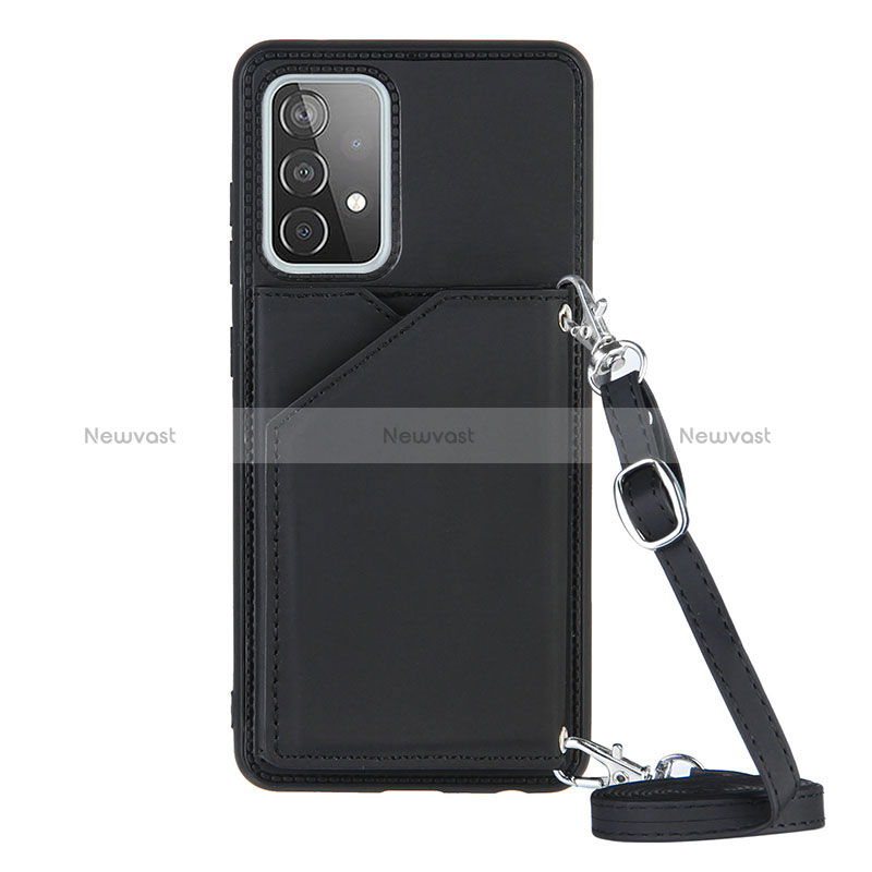 Soft Luxury Leather Snap On Case Cover Y02B for Samsung Galaxy A52 4G Black