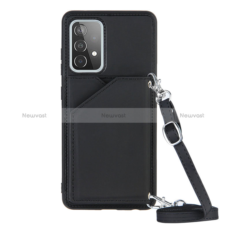 Soft Luxury Leather Snap On Case Cover Y02B for Samsung Galaxy A52 5G Black