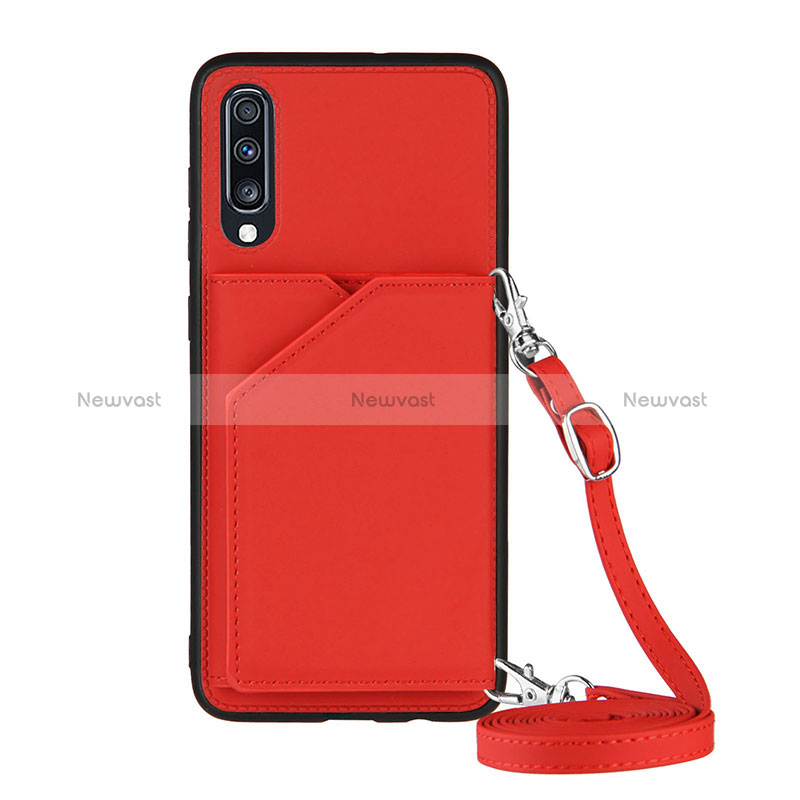 Soft Luxury Leather Snap On Case Cover Y02B for Samsung Galaxy A70 Red