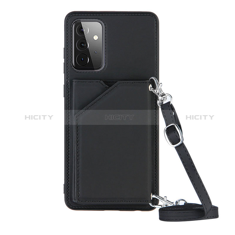 Soft Luxury Leather Snap On Case Cover Y02B for Samsung Galaxy A72 4G Black