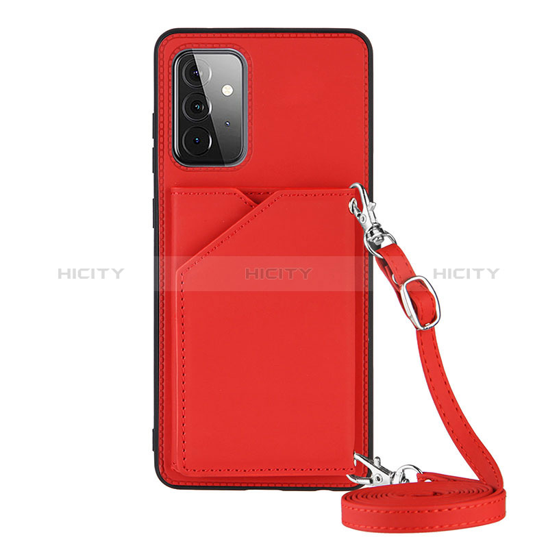Soft Luxury Leather Snap On Case Cover Y02B for Samsung Galaxy A72 4G Red