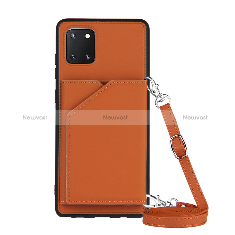 Soft Luxury Leather Snap On Case Cover Y02B for Samsung Galaxy A81 Brown