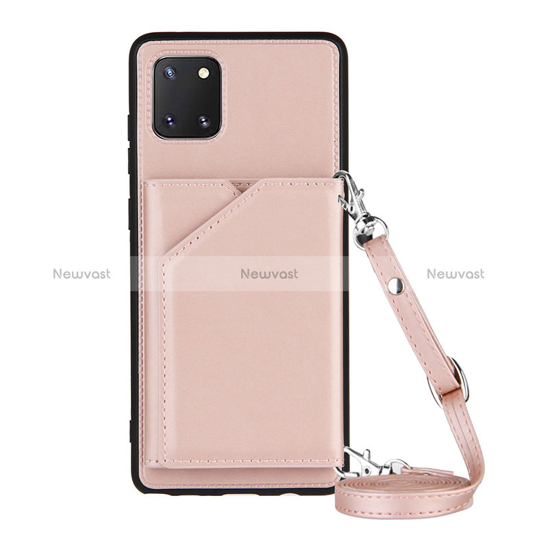 Soft Luxury Leather Snap On Case Cover Y02B for Samsung Galaxy A81 Rose Gold