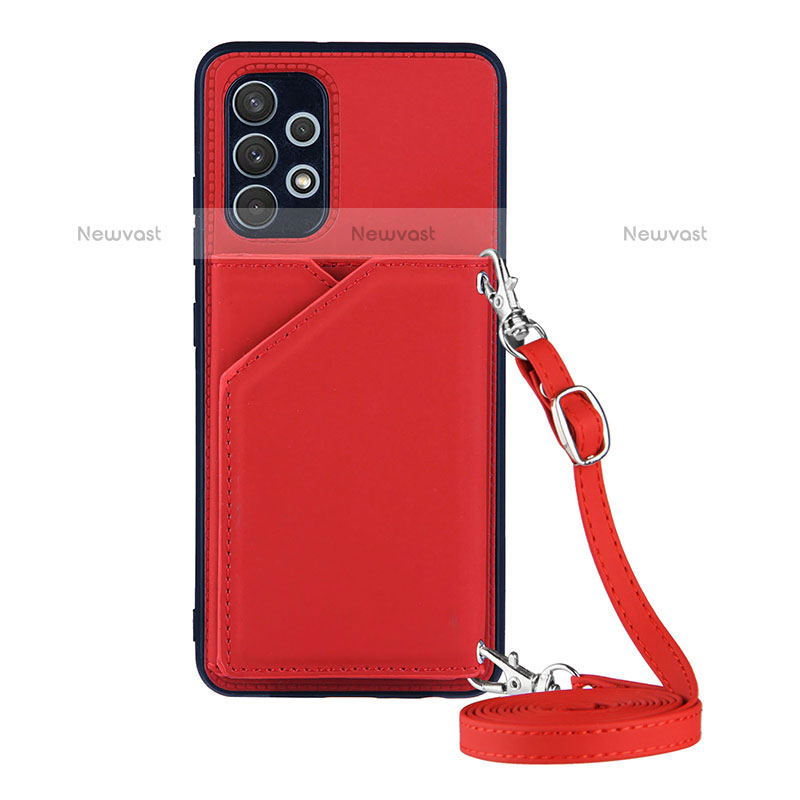 Soft Luxury Leather Snap On Case Cover Y02B for Samsung Galaxy M32 5G Red