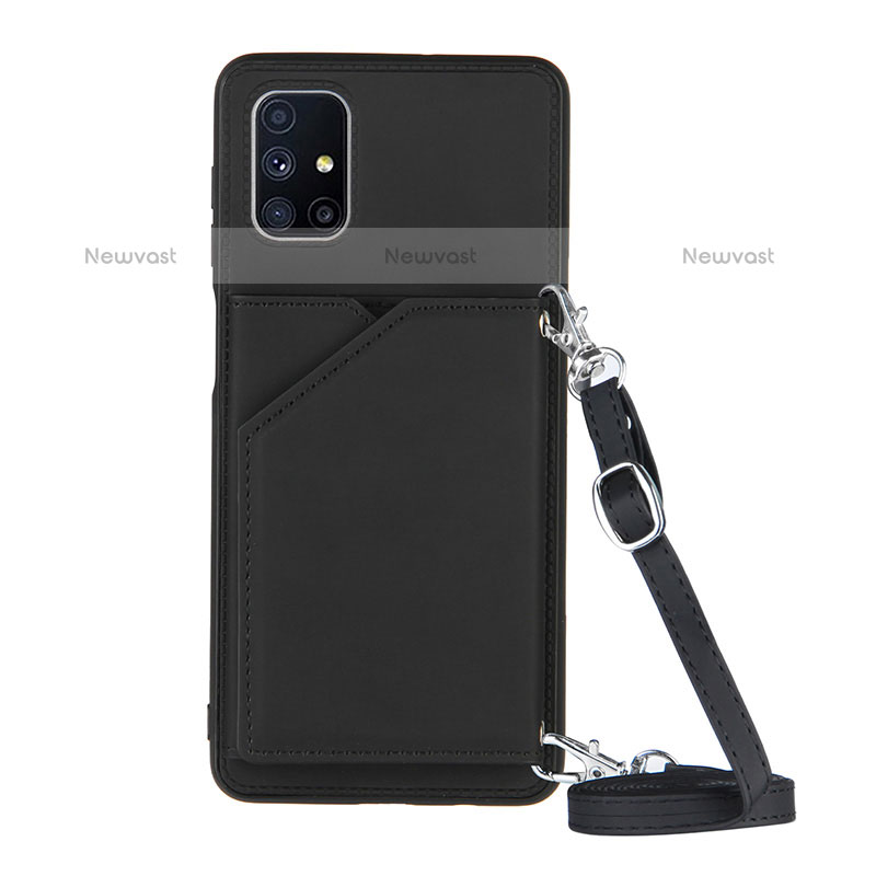 Soft Luxury Leather Snap On Case Cover Y02B for Samsung Galaxy M51 Black