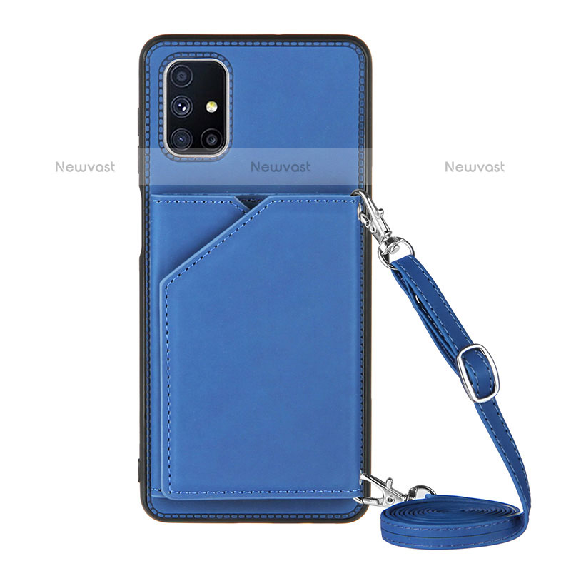 Soft Luxury Leather Snap On Case Cover Y02B for Samsung Galaxy M51 Blue