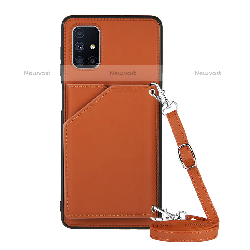 Soft Luxury Leather Snap On Case Cover Y02B for Samsung Galaxy M51 Brown