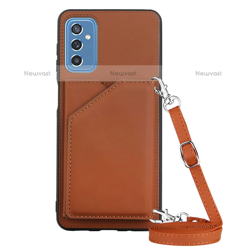 Soft Luxury Leather Snap On Case Cover Y02B for Samsung Galaxy M52 5G Brown